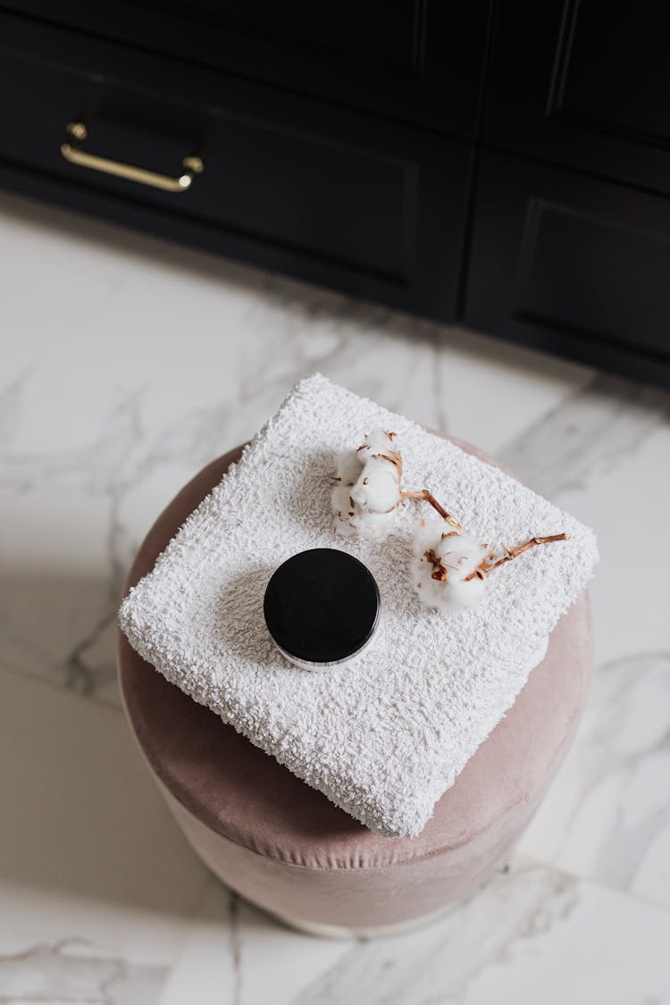 Cotton Flowers On Folded Towel