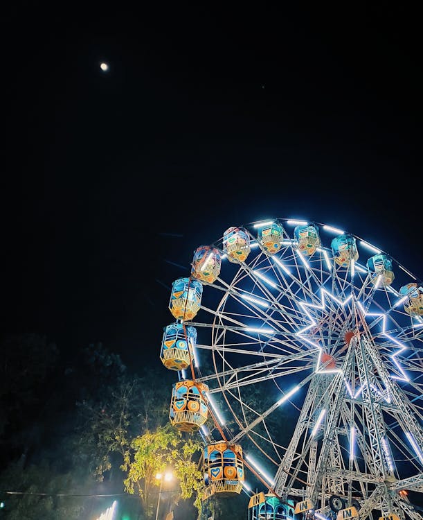 Základová fotografie zdarma na téma jízda na veletrhu, noc, osvětlený