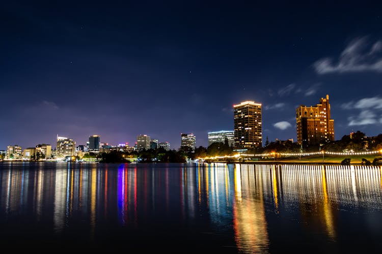 City Skyline During Night Time