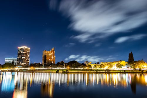 Wide Shot of Cityscape At Night