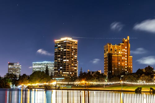 Wide Shot of Cityscape At Night