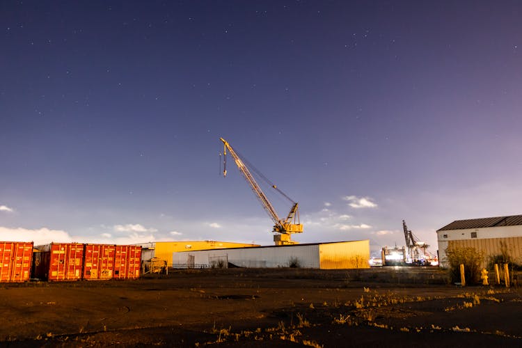 Yellow Crane Under Blue Sky During Night 