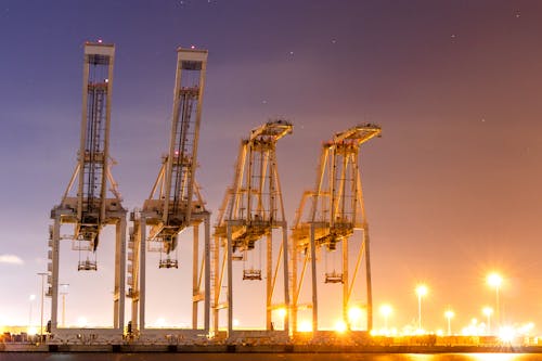 Wide Shot of Harbor Cargo Crane