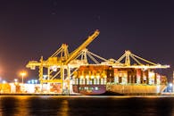Cargo Ship on Dock during Nighttime