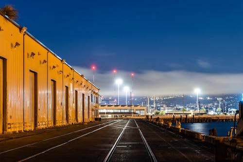 Wide Shot of Pier at Night