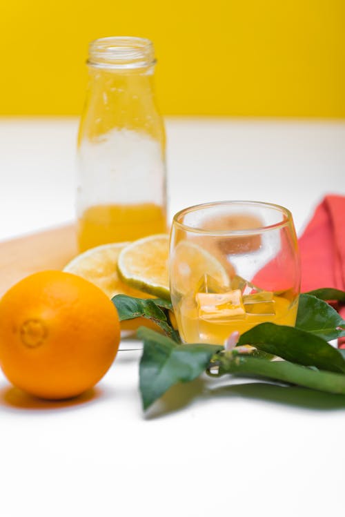 Free Lemonade Drink on a Glass Stock Photo