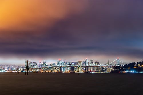 Ingyenes stockfotó Bay bridge, ég, éjszaka témában