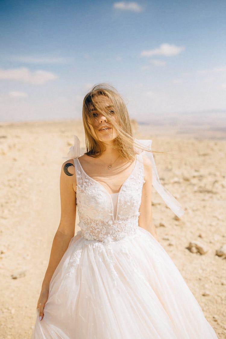 Woman Wearing A White Wedding Dress