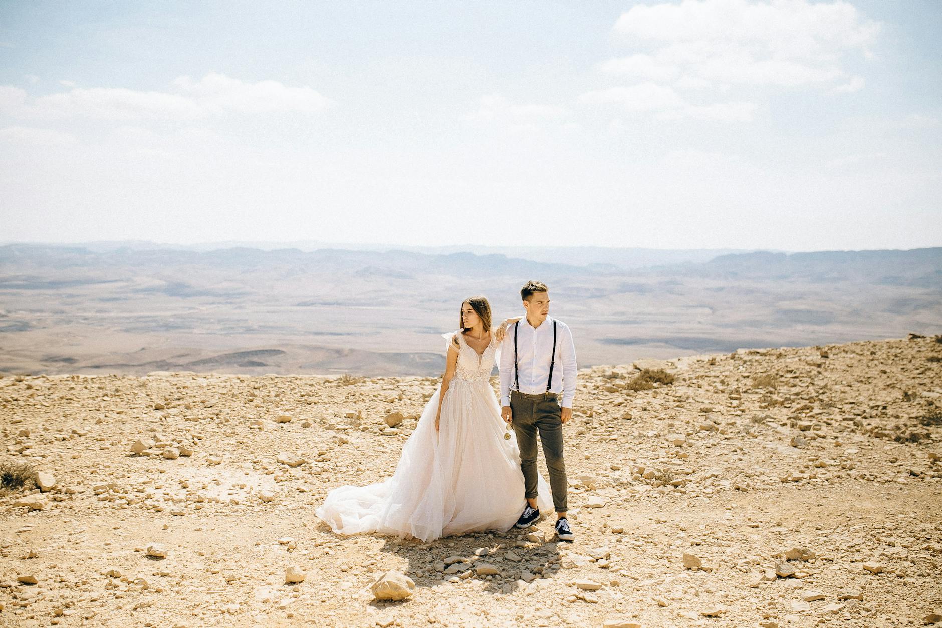 Couple during their elopement ceremony at a Palo Duro Canyon landmark