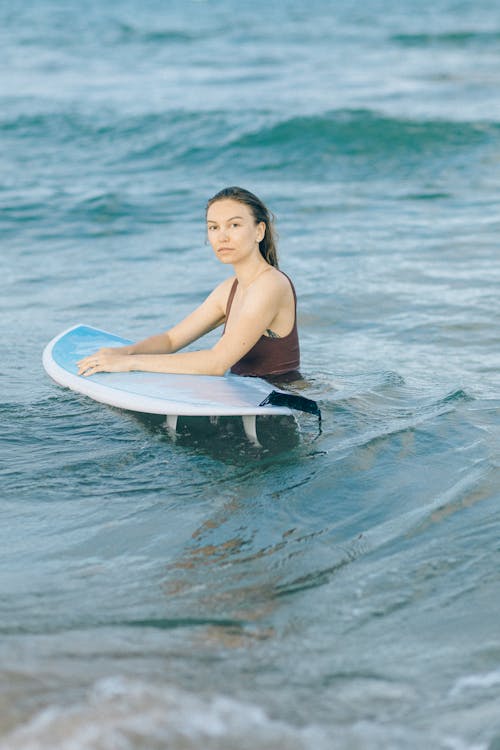 A Woman Swimming on the Sea