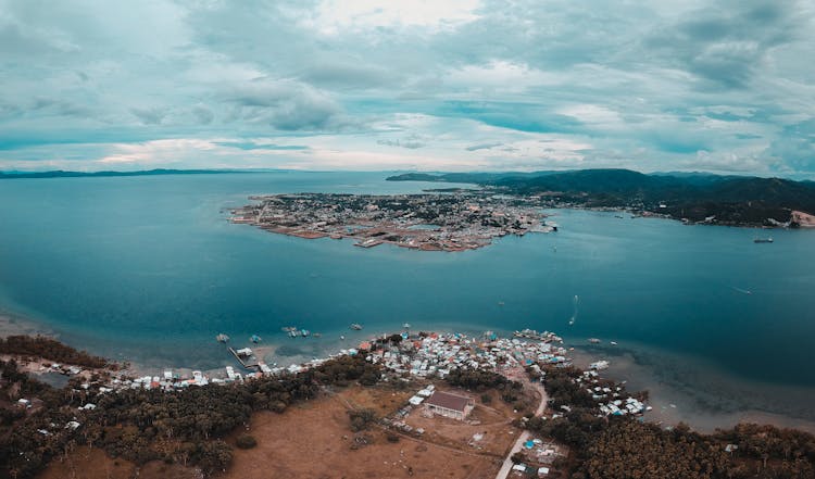 Peninsula With Town Near Mainland