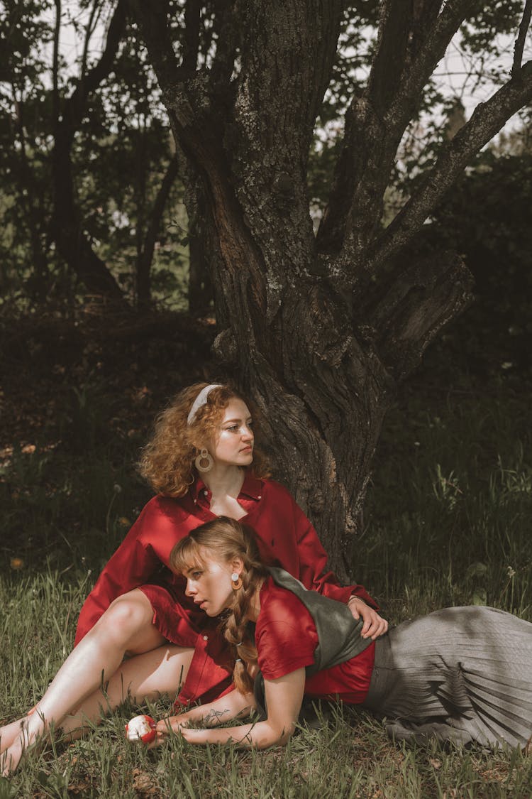 Romantic Couple Lying Under Tree