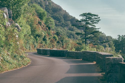 Narrow road in mountainous area
