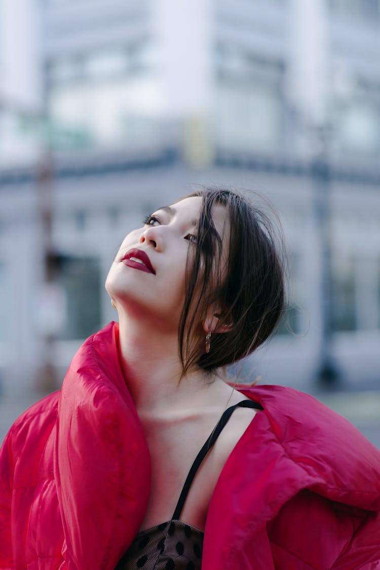 Sensual Woman With Makeup Looking Up