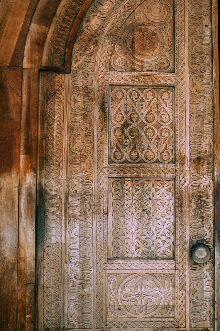 Vintage Door With Carved Elements