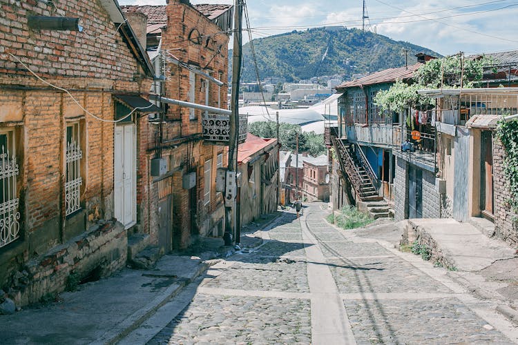 Narrow Paved Road In Town