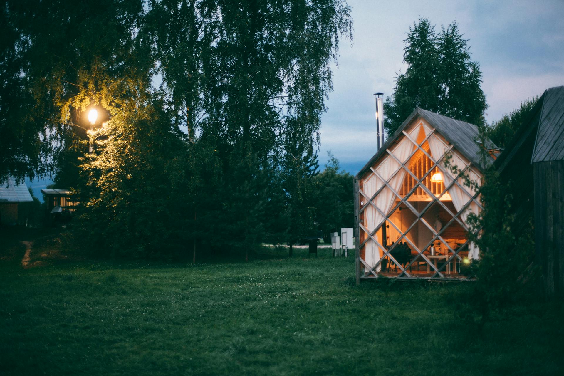 Small wooden house in countryside