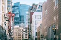 Buildings on street in modern city