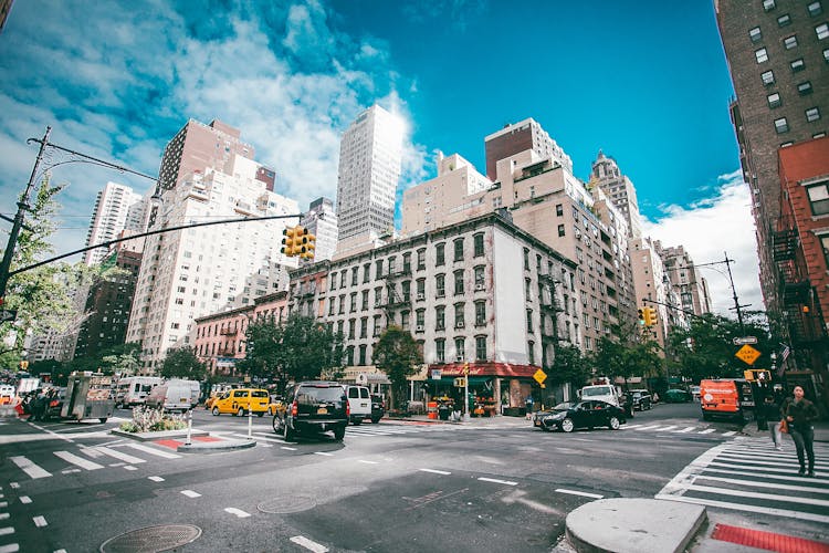 Busy City Street In Daytime