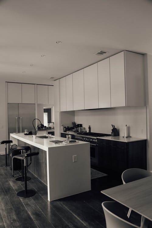 Modern furniture in kitchen in cozy flat