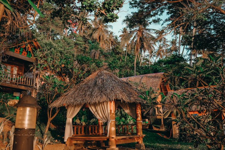 Bamboo Bungalows In Tropical Wood