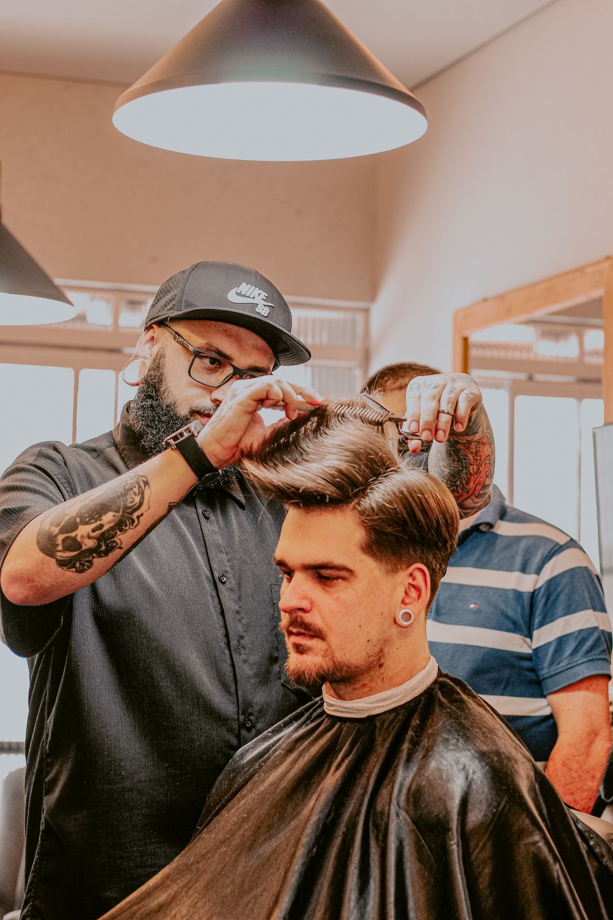 Men's haircut and hair styling