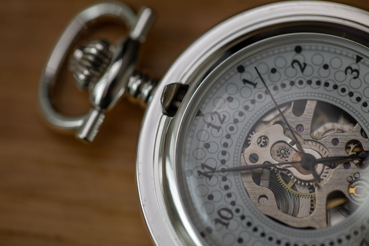 Disassembled watch movement being serviced at Saltzman's Watches in Rhode Island