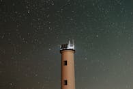 Luminous tower of lighthouse in night