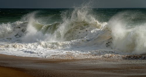 dalgalar çökmesini, deniz, gelgit içeren Ücretsiz stok fotoğraf
