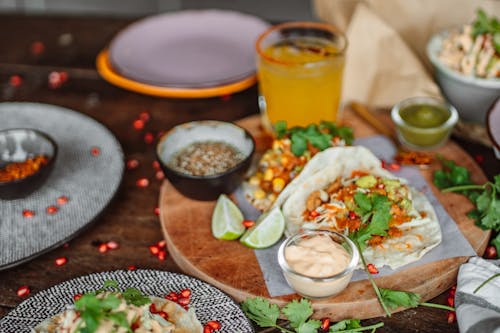 Cooked Food on the Wooden Tray