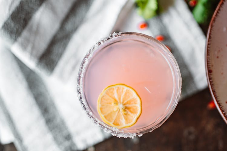 Pink Drink With A Lemon Slice