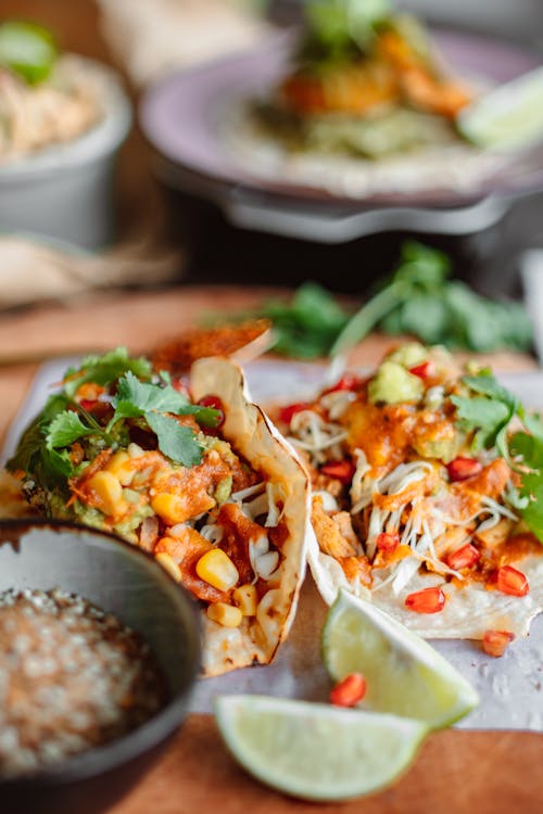 Free Mexican Tacos with Salsa  Stock Photo