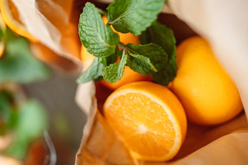 Orange Fruit With Green Leaves