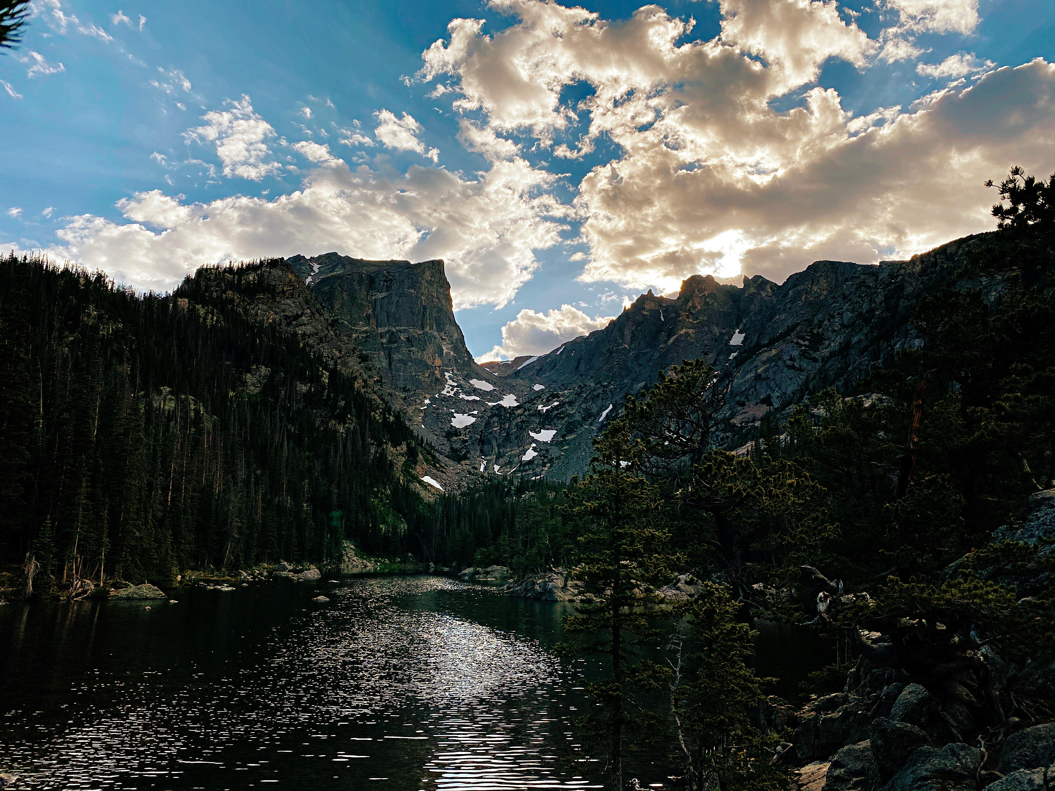 Emerald Lake at sunset in Rocky Mountain National Park