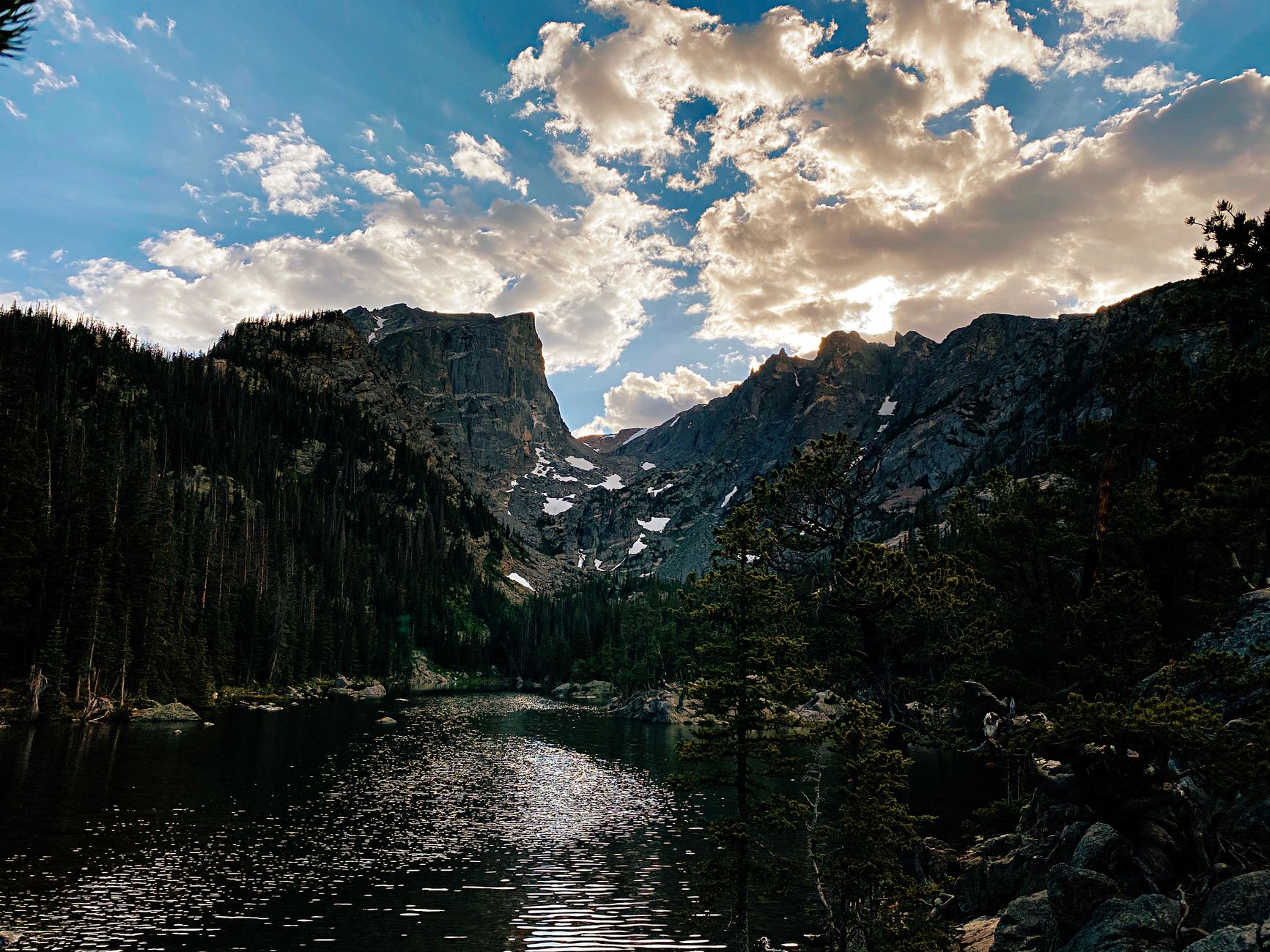 Emerald Lake at sunset in Rocky Mountain National Park