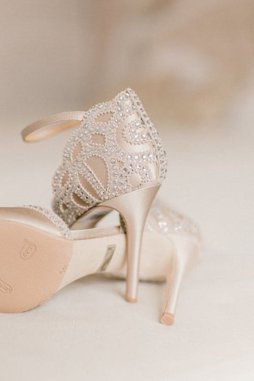 Free Stylish white female shoes for wedding Stock Photo
