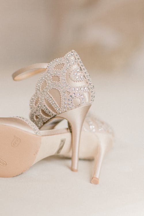 Stylish white female shoes for wedding