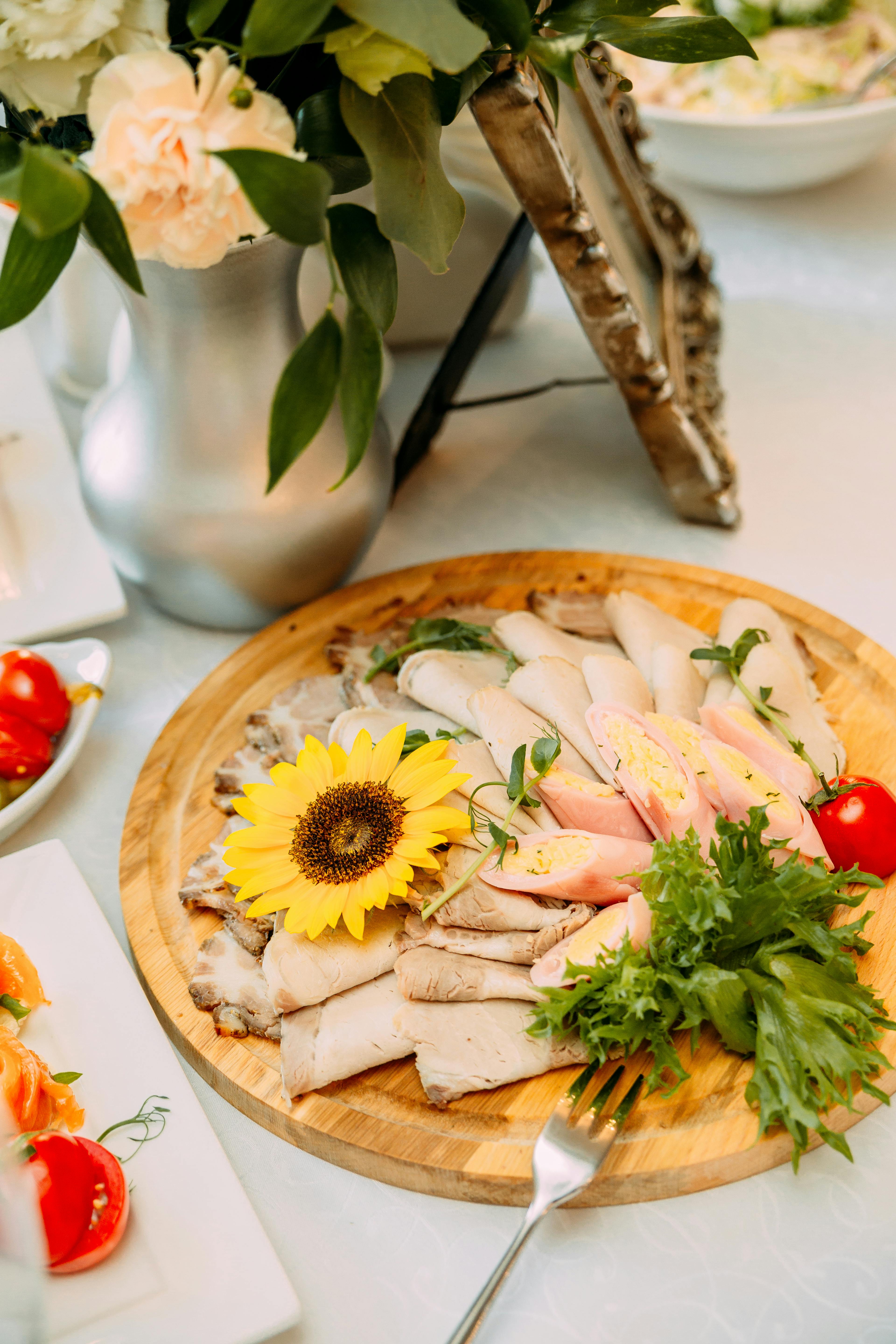 Delicious slices of meat with herbs