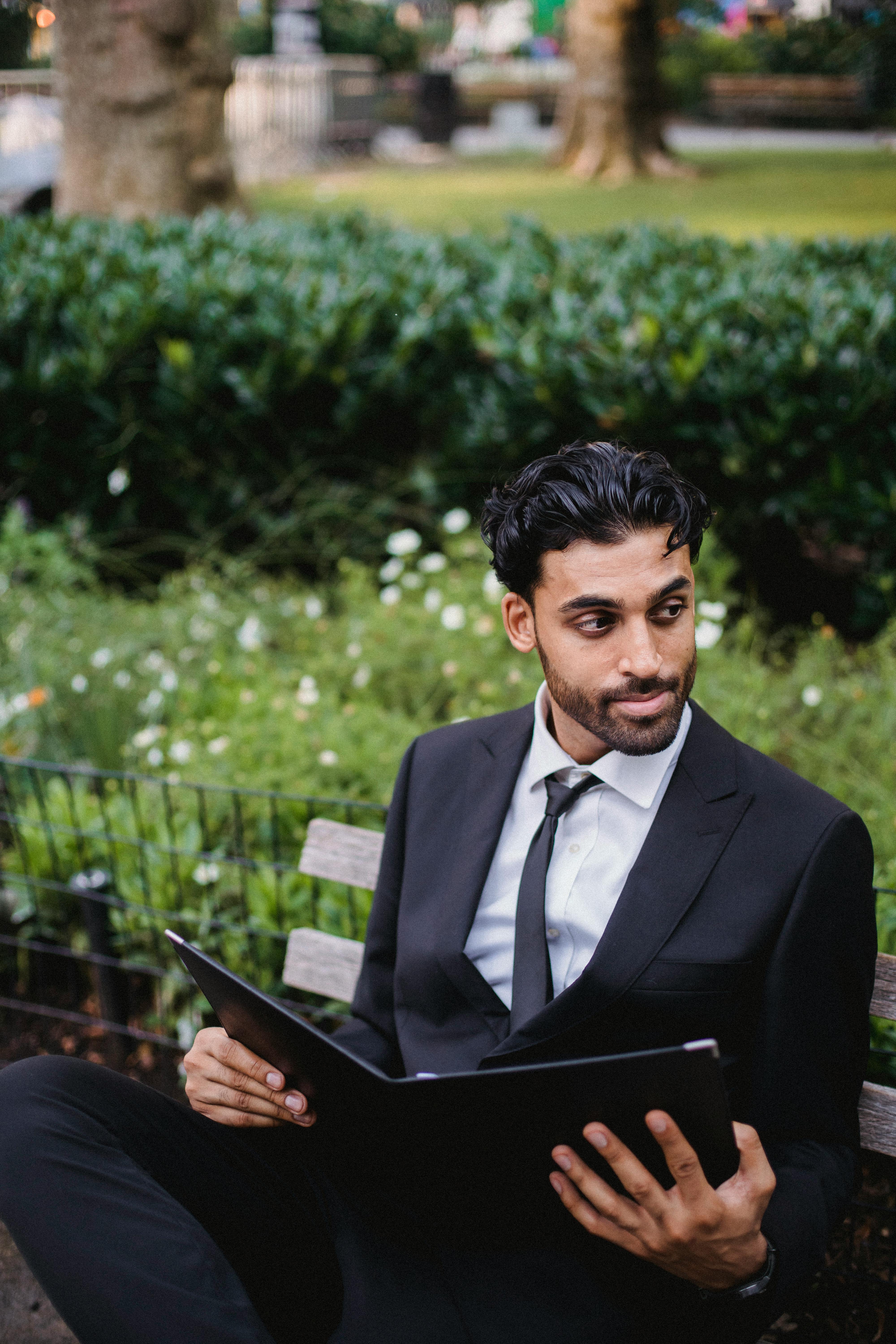 A Man Wearing Blue Suit Blue Pants and Blue Tie  Free Stock Photo