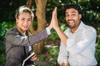 Business People High Five Outdoors 