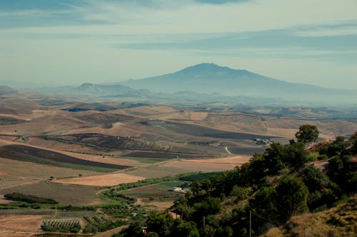 Fields Near Mount Etna on Sicily in Italy
