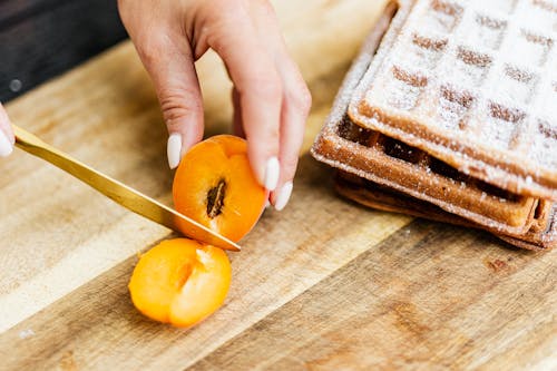Preparing Waffles with Fruits
