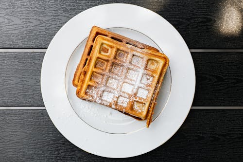 Waffle with Powdered Sugar on Top 