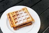Brown Waffle on White Ceramic Plate