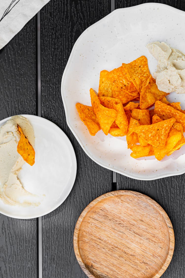 Nacho Chips On White Plate