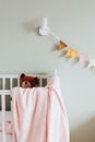 White and Pink Blanket on White Wooden Crib