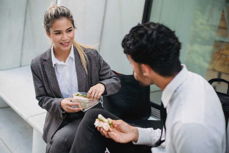 
Colleagues Having A Sandwich