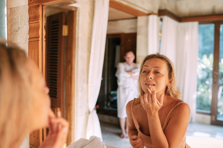 Woman Getting Ready And Doing Her Makeup 