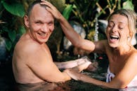 Topless Man in Water in Close Up Photography