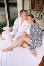 Couple Kissing Relaxing on Summer Exotic Vacation